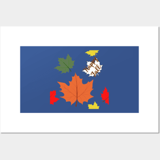 FALL SEASON AUTUMN DESIGN | FALL FOLIAGE RED ORANGE YELLOW GREEN PATTERN Posters and Art